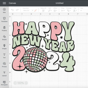Happy New Year 2024 SVG Disco Ball White T shirt Retro Design SVG PNG Files 2