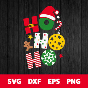 Ho Ho Ho Merry Christmas SVG Cute T shirt Color Design SVG PNG Cut Files 1