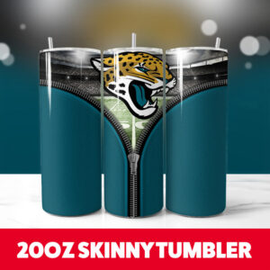 Jacksonville Jaguars Zipper 20oz Skinny Tumbler PNG Digital Download 1