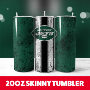 Jets Grunge Football 20oz Skinny Tumbler PNG Digital Download 1