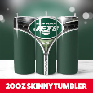 NY Jets Zipper 20oz Skinny Tumbler PNG Digital Download 1