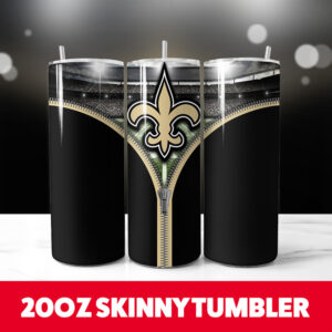 New Orleans Saints Zipper 20oz Skinny Tumbler PNG Digital Download 1