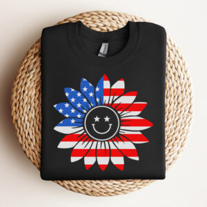 Patriotic Smiling Sunflower SVG American Flag SVG T Shirt cut file Cricut 3