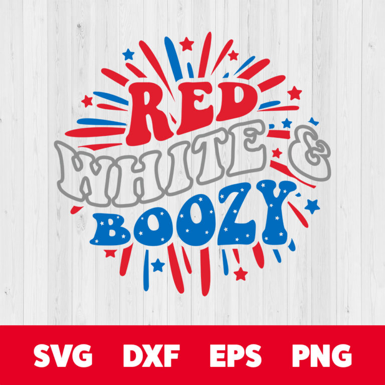 Red White Boozy SVG Fireworks T shirt Color Digital Design SVG PNG Cut Files 1