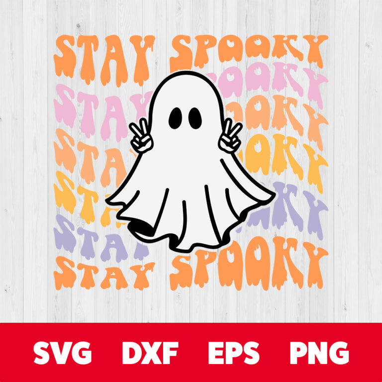 Stay Spooky SVG Funny Halloween Ghost T shirt Black Color Design SVG Cut Files 1