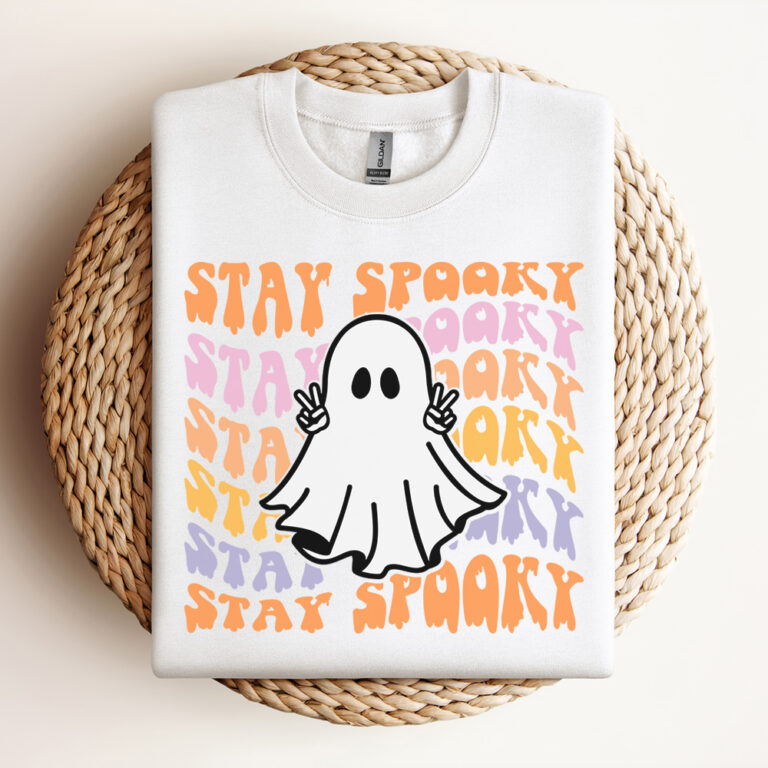 Stay Spooky SVG Funny Halloween Ghost T shirt Black Color Design SVG Cut Files 3