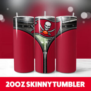 Tampa Bay Bucs Zipper 20oz Skinny Tumbler PNG Digital Download 1