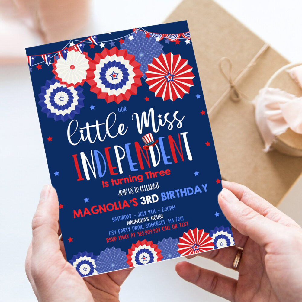 editable 4th of july birthday invitation 4th of july little miss independent birthday invitation memorial day