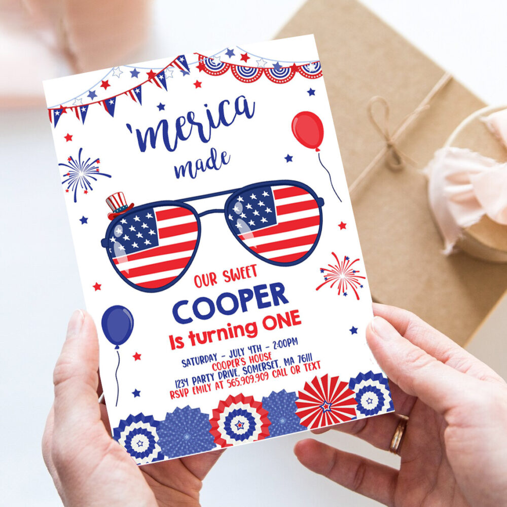 editable 4th of july birthday invitation 4th of july merica made 1st birthday memorial day independence day party