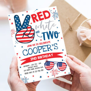 editable 4th of july birthday invitation 4th of july red white and two 2nd birthday party memorial day birthday party