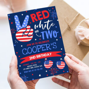 editable 4th of july birthday invitation 4th of july red white and two 2nd birthday party memorial day birthday party invites