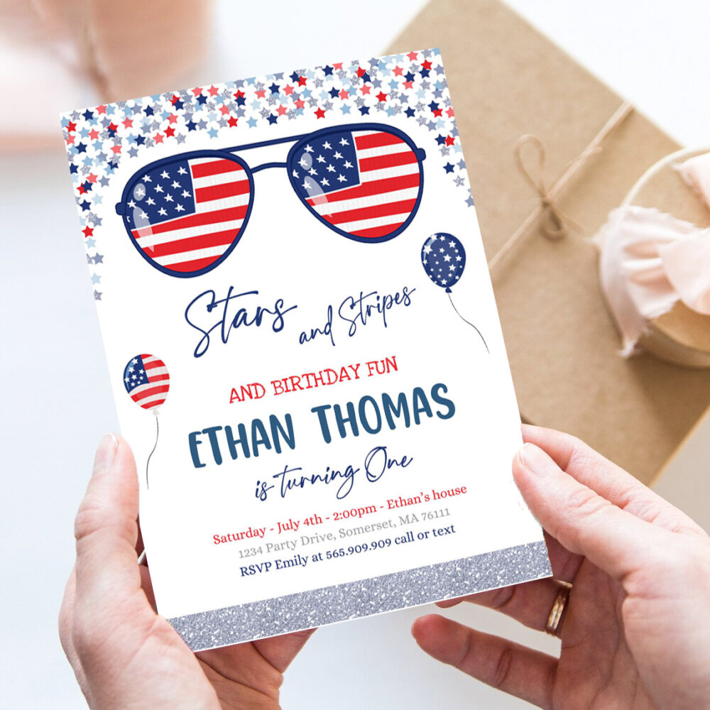 editable 4th of july birthday invitation 4th of july stars stripe 1st birthday memorial day independence day party