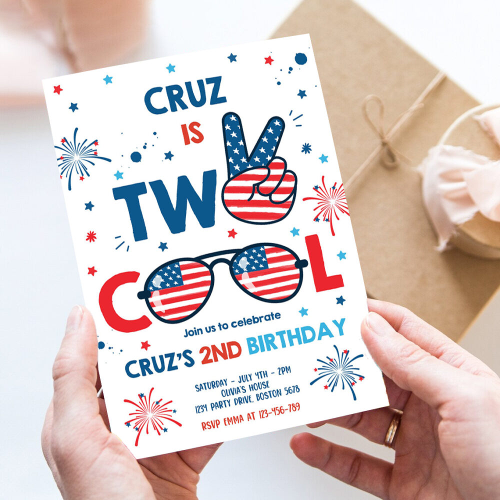 editable 4th of july birthday invitation two cool dude 4th of july 2nd birthday invitation memorial day birthday party