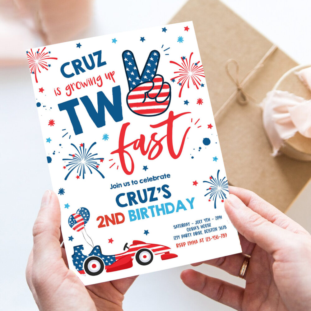 editable 4th of july birthday invitation two fast 2nd birthday invitation 4th of july 2nd birthday memorial day party