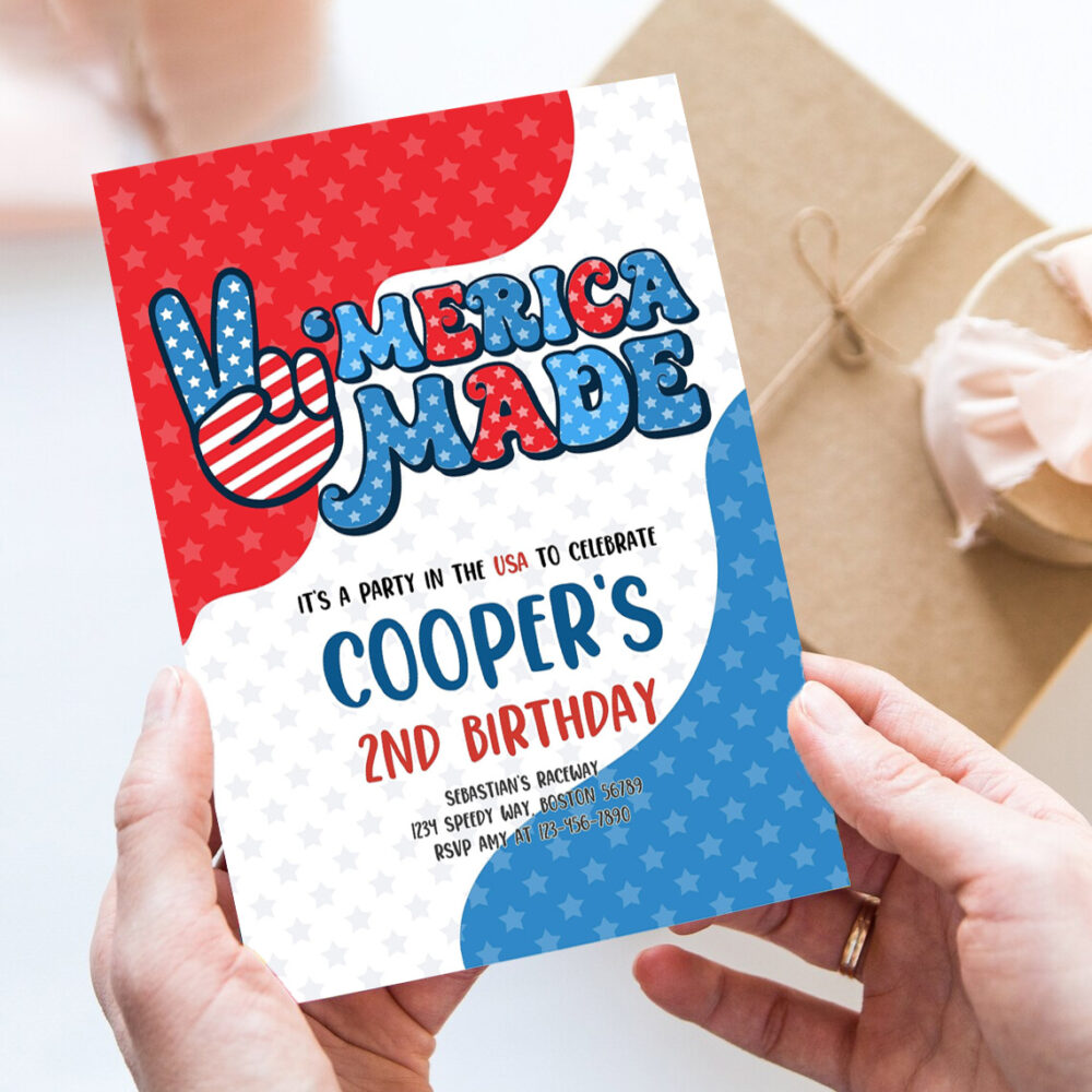 editable 4th of july birthday party invitation retro merica made birthday party red white and blue birthday party