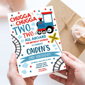 editable chugga chugga two two train birthday party invitation chugga chugga choo choo party two two train party