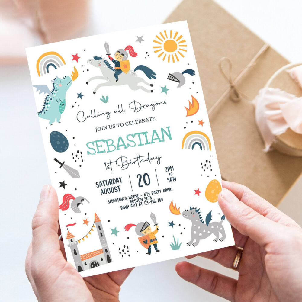 editable dragon birthday party invitation dragons and knights birthday mythical magical creatures birthday party