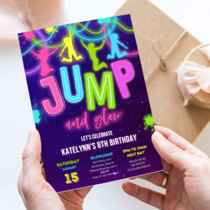 editable glow jump invitation neon jump birthday invite jump and glow party bounce house glow in the dark jump party