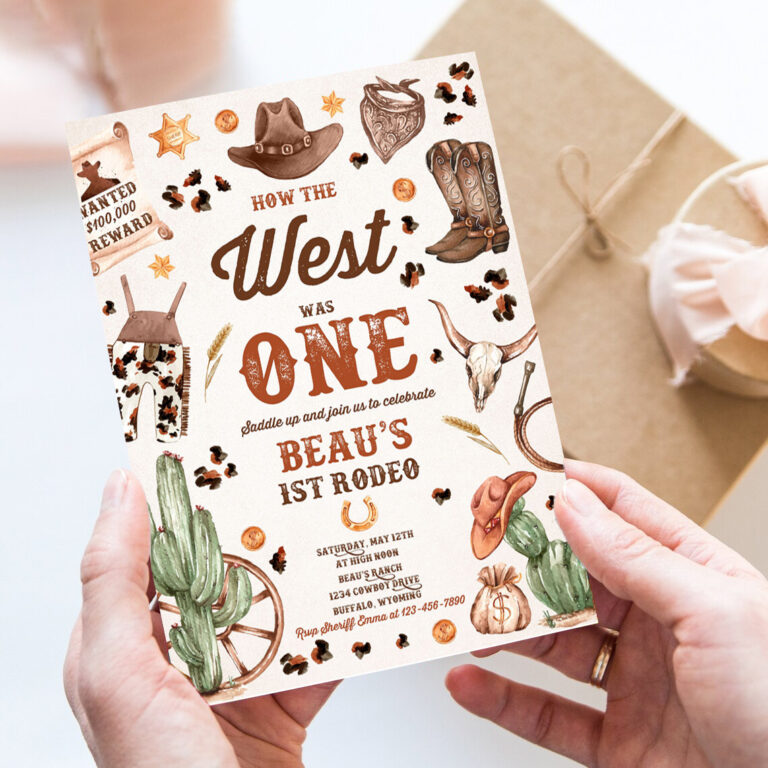 editable how the west was one birthday party invitation cowboy birthday invitation wild west cowboy 1st rodeo birthday party