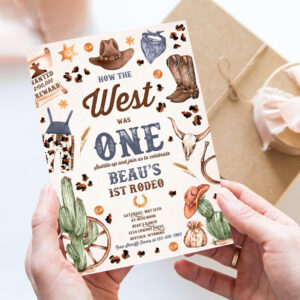 editable how the west was one birthday party invitation cowboy birthday party wild west cowboy 1st rodeo birthday