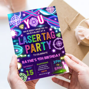 editable laser tag birthday party invitation neon glow laser tag birthday party neon glow laser quasar birthday party