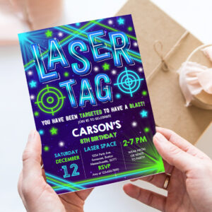 editable laser tag party invitation neon laser tag birthday invitation glow laser tag birthday party boy neon glow laser party