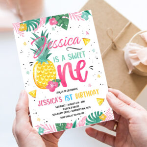 editable pineapple 1st birthday invitation hawaiian luau 1st birthday pineapple sweet one 1st birthday luau pool party