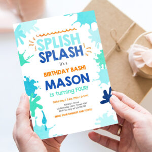 editable pool party invitation splish splash birthday invite pool party bash beach swimming summer invite