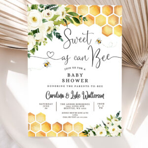editable sweet as can bee baby shower invitation gender neutral mommy to bee shower invite printable template