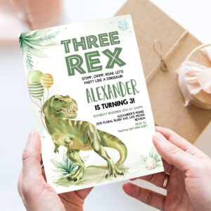 editable three rex invitation boy dinosaur birthday invitationthree rex birthday three rex invite printable boy party template