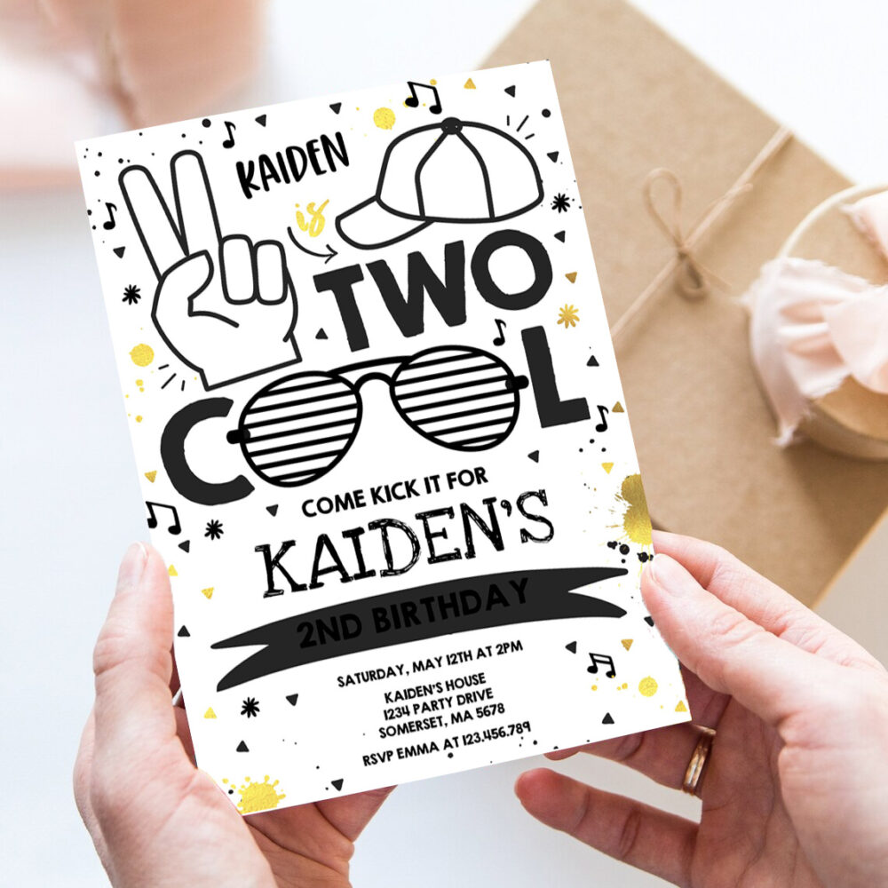 editable two cool birthday invitation two cool party boys 2nd birthday party im two cool sunglasses birthday party