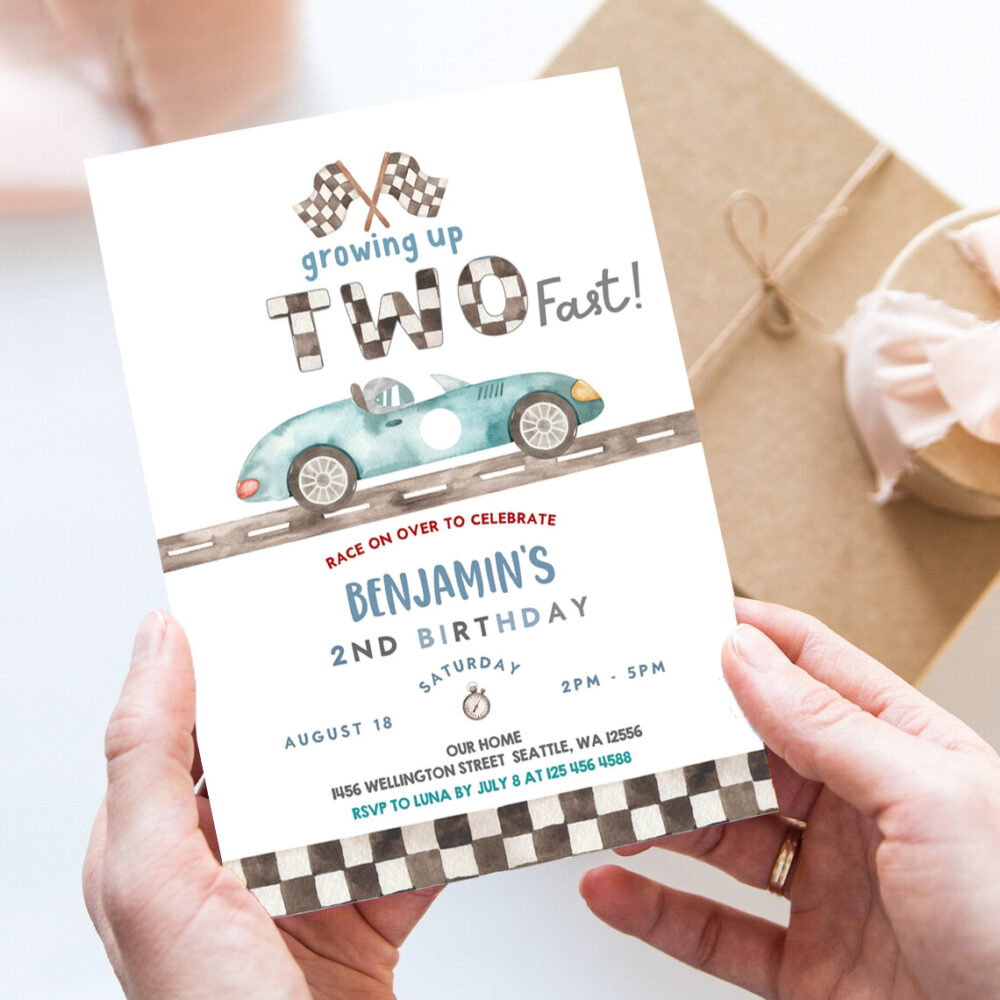 editable two fast birthday invitation 2nd birthday race car birthday invitation car race birthday party invite