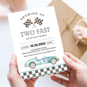 editable two fast birthday invitation race car 2nd birthday invite racing car vintage racecar printable template