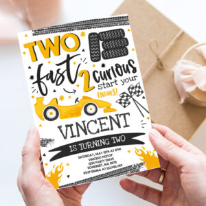 editable two fast birthday invitation two fast race car 2nd birthday party invite two fast 2 curious yellow car party