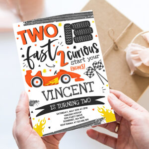 editable two fast birthday invitation two fast race car 2nd birthday party two fast 2 curious orange race car party