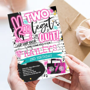 editable two legit to quit birthday party invitation two legit to quit 2nd birthday party boy hip hop 2nd birthday party invite
