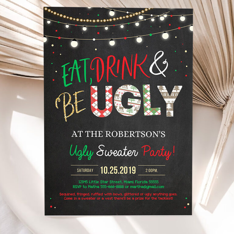 editable ugly sweater party invitation rustic christmas ugly sweater invitation eat drink and be ugly sweater party invite