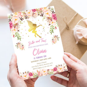 fairy invitation fairy birthday invitation rustic floral fairy invitation magical floral fairy party