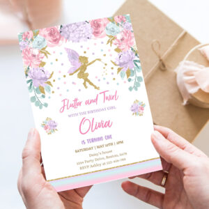 fairy invitation fairy birthday invitation whimsical enchanted pixie party magical floral fairy party