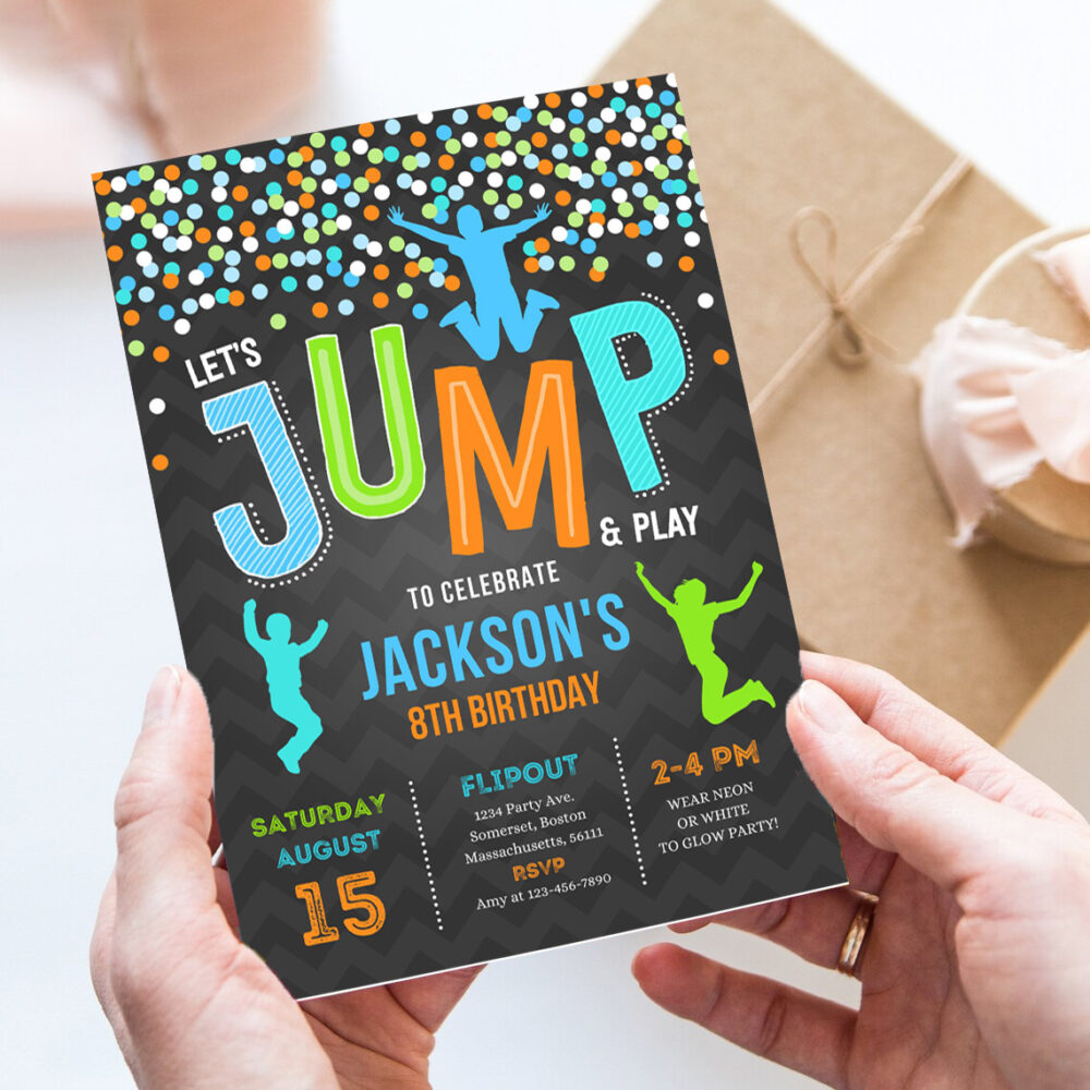 jump invitation jump birthday invitation trampoline party bounce house jump party lets jump party invites