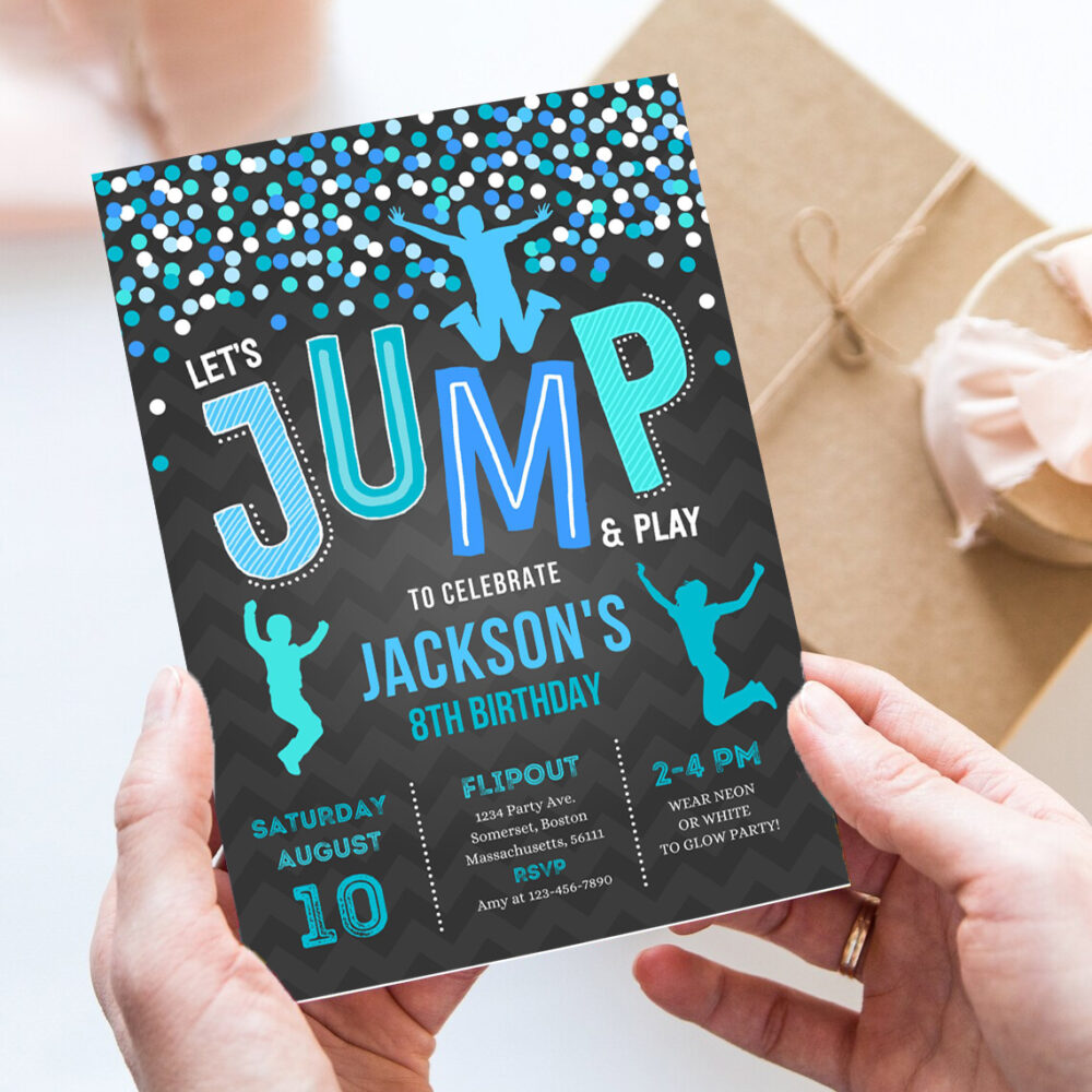 jump invitation jump birthday invitation trampoline party bounce house party jump party lets jump birthday invitation