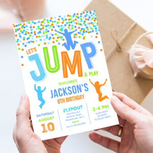 jump invitation jump birthday invitation trampoline party bounce house party jump party lets jump invite