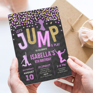 jump invitation jump birthday invitation trampoline party bounce house party jump party lets jump party invitation