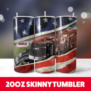 American Flag Case IH 20oz Skinny Tumbler PNG Digital Download 1