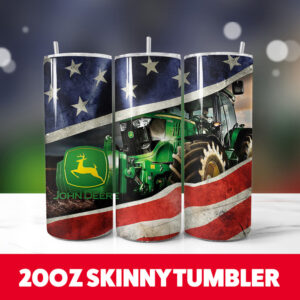 American Flag John Deere 20oz Skinny Tumbler PNG Digital Download 1