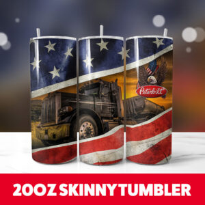 American Flag Peterbilt 20oz Skinny Tumbler PNG Digital Download 1