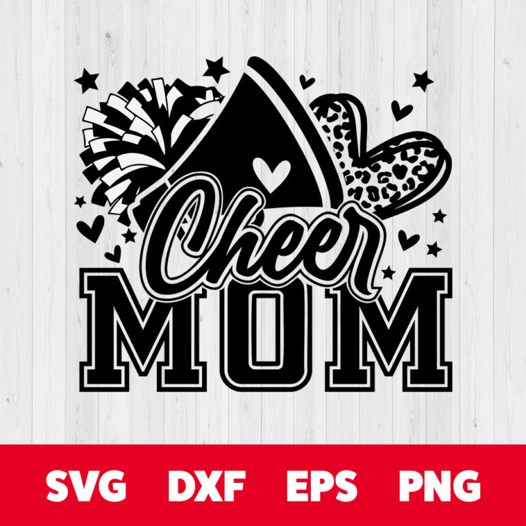 Cheer Mom SVG Cheerleader Football Leopard Print Heart T shirt Design PNG 1