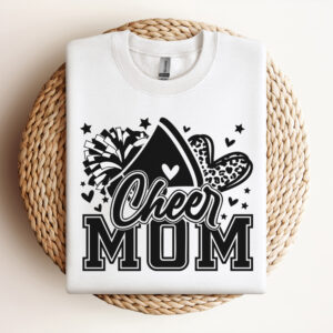 Cheer Mom SVG Cheerleader Football Leopard Print Heart T shirt Design PNG 3