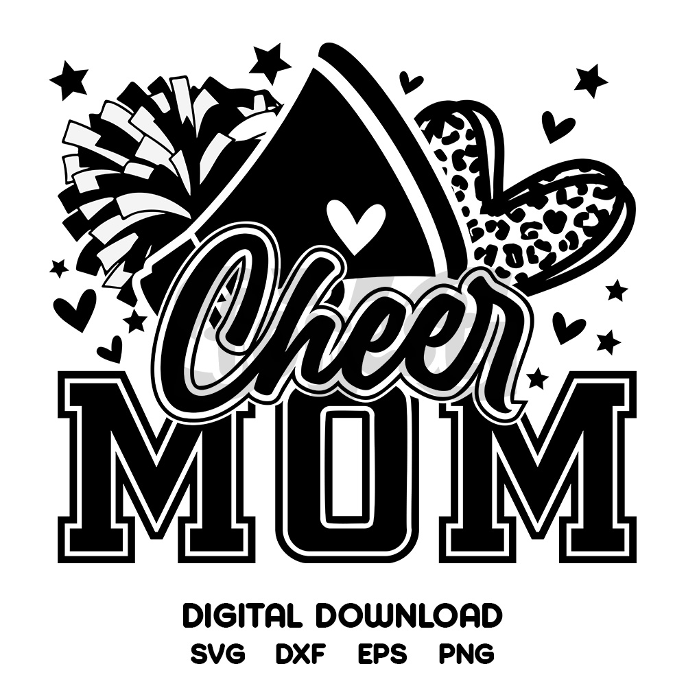 Cheer Mom Svg Cheerleader Football Leopard Print Heart T Shirt Design