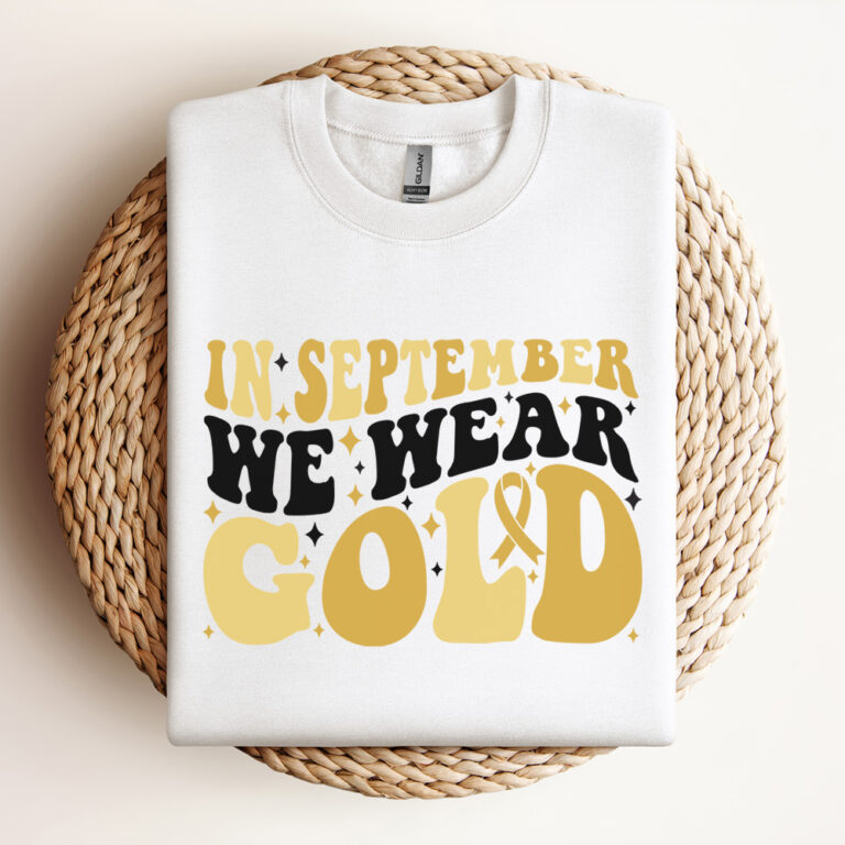 In September We Wear Gold SVG Childhood Cancer Awareness Ribbon Design PNG 3